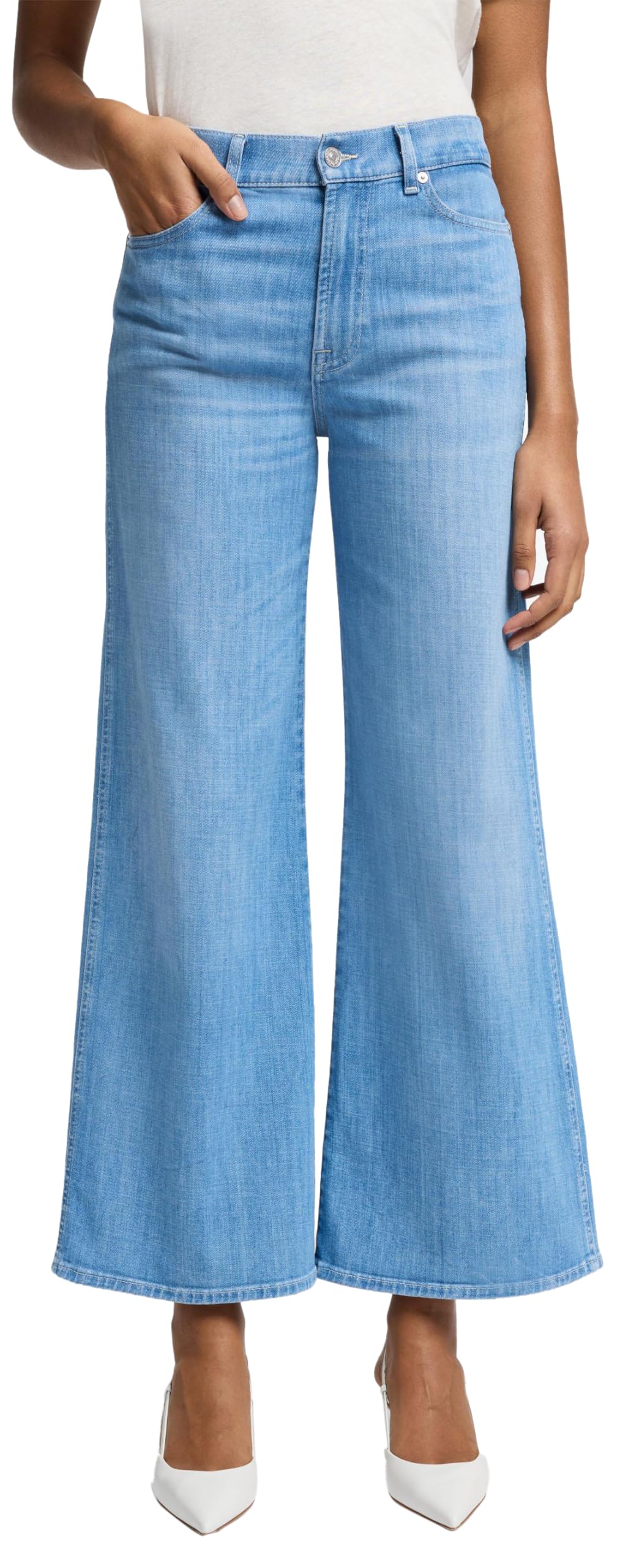 7 For All Mankind Lotta Cropped Charleston Jeans, Azul Claro, 23W Mujeres
