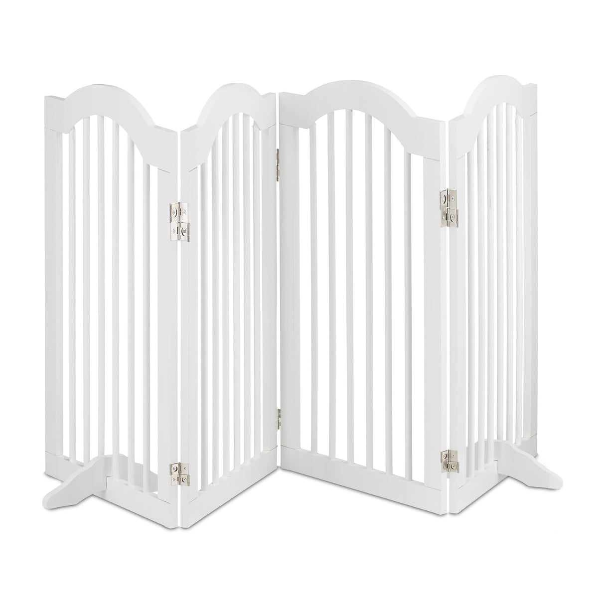 Relaxdays Barrera Seguridad Niños, 4 Paneles, Alto 92 cm, Valla Protección Bebés y Mascotas, Plegable, 92x205 cm, Blanca, Acero