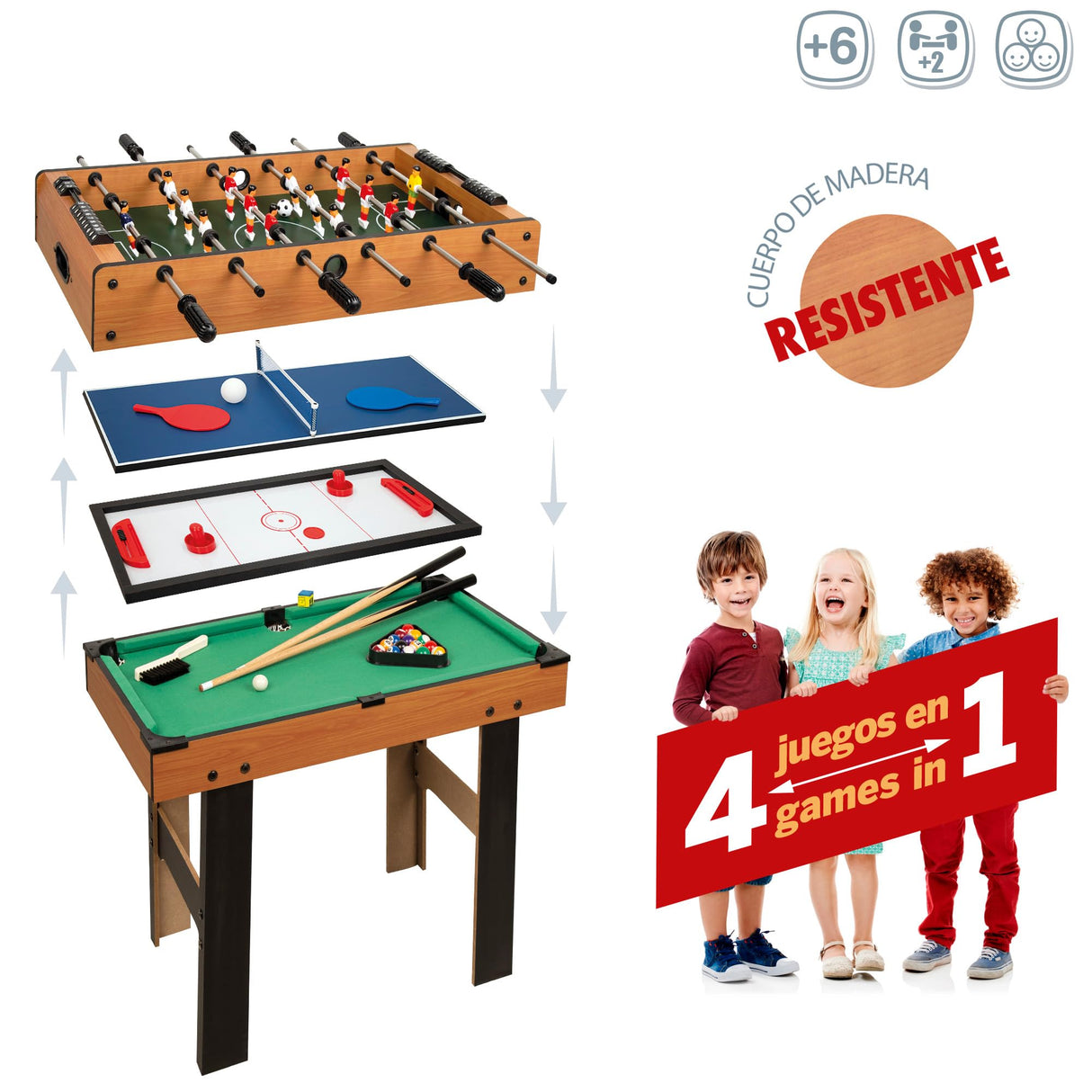 ColorBaby CB Games - Mesa multijuegos 4 en 1 con Patas (85328)