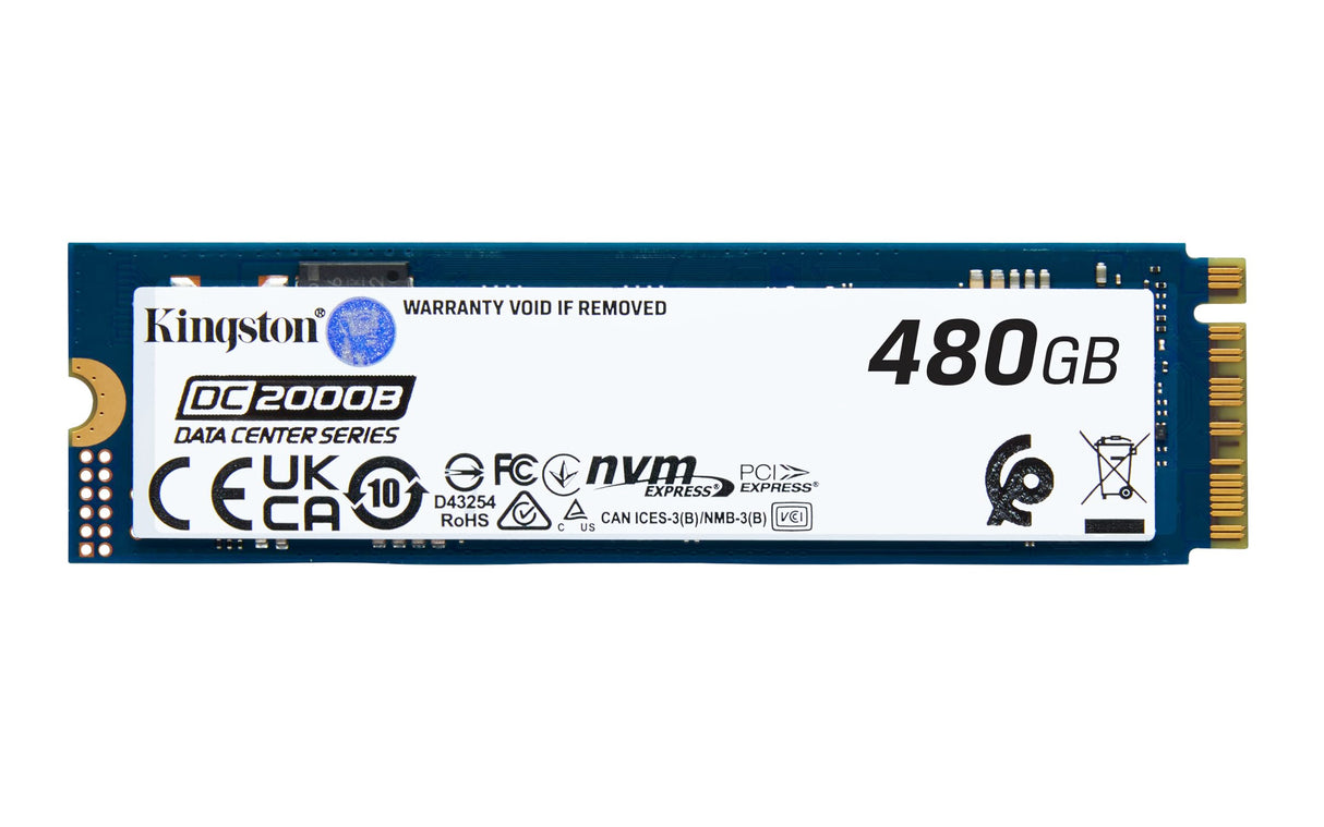 Kingston Data Center DC2000B PCIe 4.0 NVMe M.2 2280 480GB Enterprise SSD (Disipador térmico) - SEDC2000BM8/480G