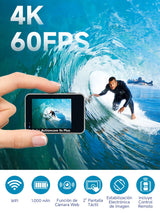 Cámara de Acción, Rollei Actioncam 9s Plus Cámara Deportiva 4K 60fps Estabilización Camara Subacuática Impermeable 40M con Sensor de 1/2,5 Pulgadas Pantalla Táctil con Accesorios para Deporte Buceo