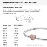 Pandora Icons Pulsera de plata con cadena de serpiente con cierre de corazón chapada en oro rosa de 14 quilates y circonitas cúbicas transparentes, 19