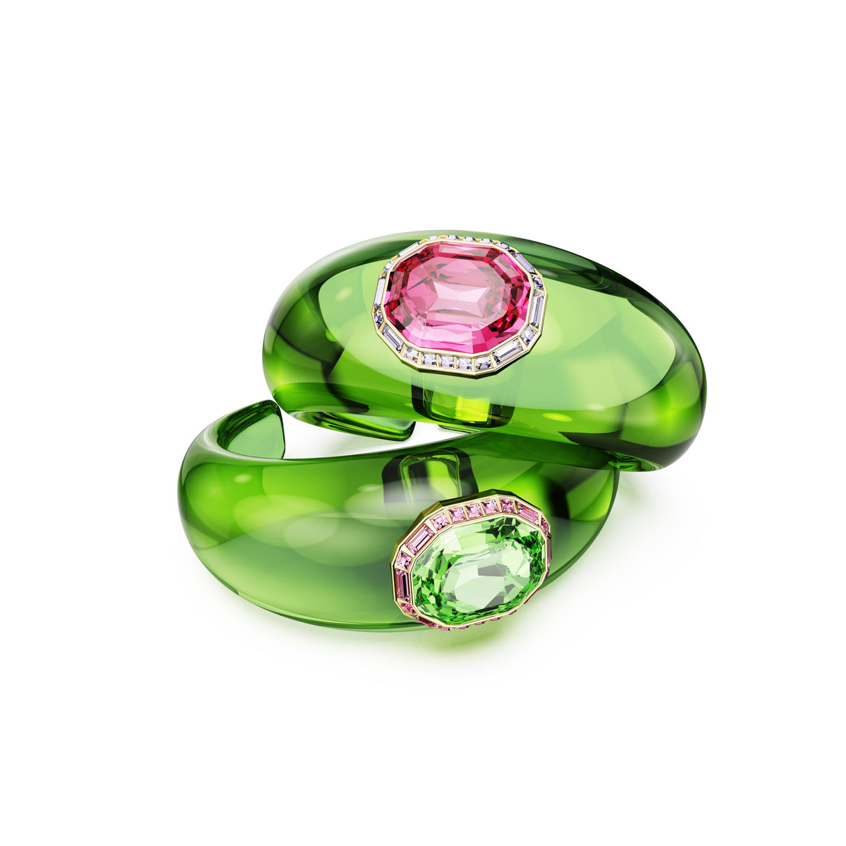 Swarovski Brazalete Dulcis, Conjunto (2), Talla octogonal, Pavé, Multicolor, Baño tono oro