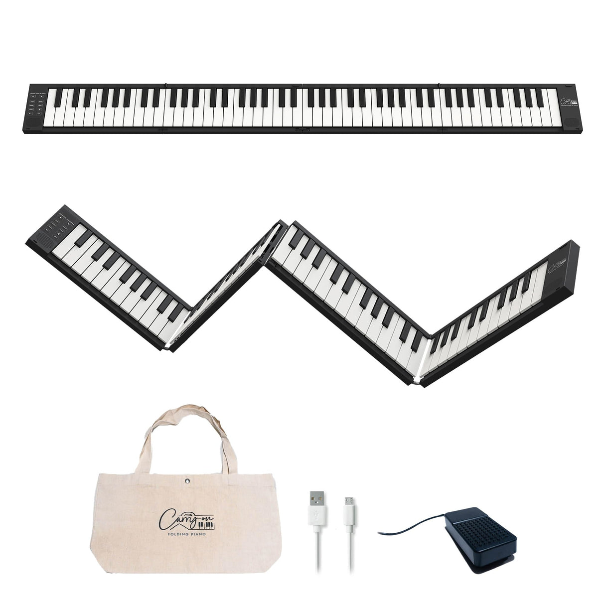 Blackstar BA215011 Carry-on FP-88 - Piano digital plegable portátil con 88 teclas táctiles, color negro, portátil, plegable, controlador MIDI USB con batería recargable
