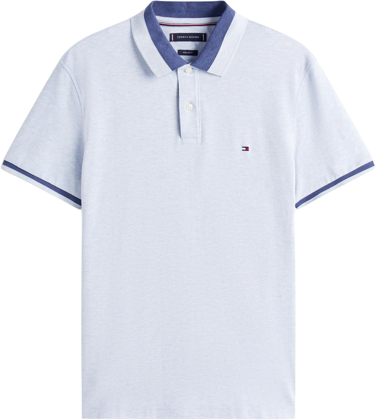 Tommy Hilfiger Polo de Manga Corta Hombre Contrast Collar Block Regular Fit, Azul (Heathered Blue Bros B0802), L