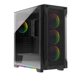 GAMDIAS Athena P1 ATX - Carcasa para PC para Juegos de Torre Media con Vidrio Templado y excelente diseño de Flujo de Aire y 4 Ventiladores ARGB de 120 mm, Soporte Superior y Frontal AIO de 360 mm y