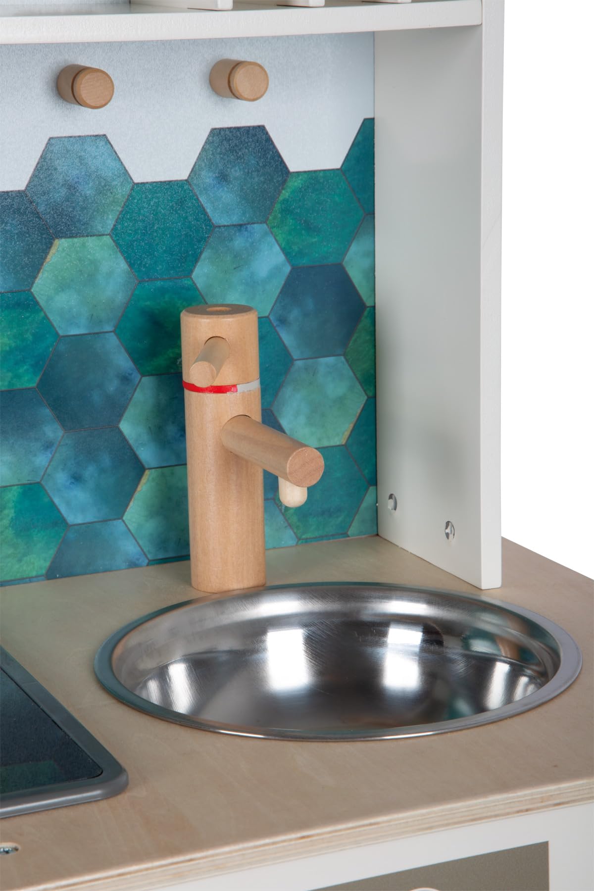 small foot Cocina Infantil Blanco Tasty, Madera Placa luz Sonido, Incl. Acc.de 5 Uni, de 3 años, 12673, Color Colorido