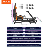 VEVOR Soporte para Volante de Carreras con Ruedas para Logitech G923/G920/G29, Cabina de Simulador de Conducción de Acero Resistente, Pedal Ajustables, Carga Máxima de 150 kg, 1480 x 790 x 1160 mm