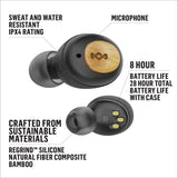 Marley House of Champion True - Auriculares compactos con Bluetooth 5.0 (hasta 28 Horas de Tiempo de Juego, Incluye cómodos geles para los oídos, diseño de bambú ecológico) Color Negro