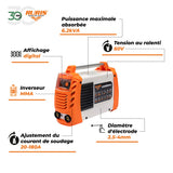 RURIS - Máquina de soldadura Ruris AS180MMA + máscara + martillo/cepillo + 2,5 kg electrodos rutilicos 3,2 mm + imán + guantes + máscara de soldadura soldador con células solares