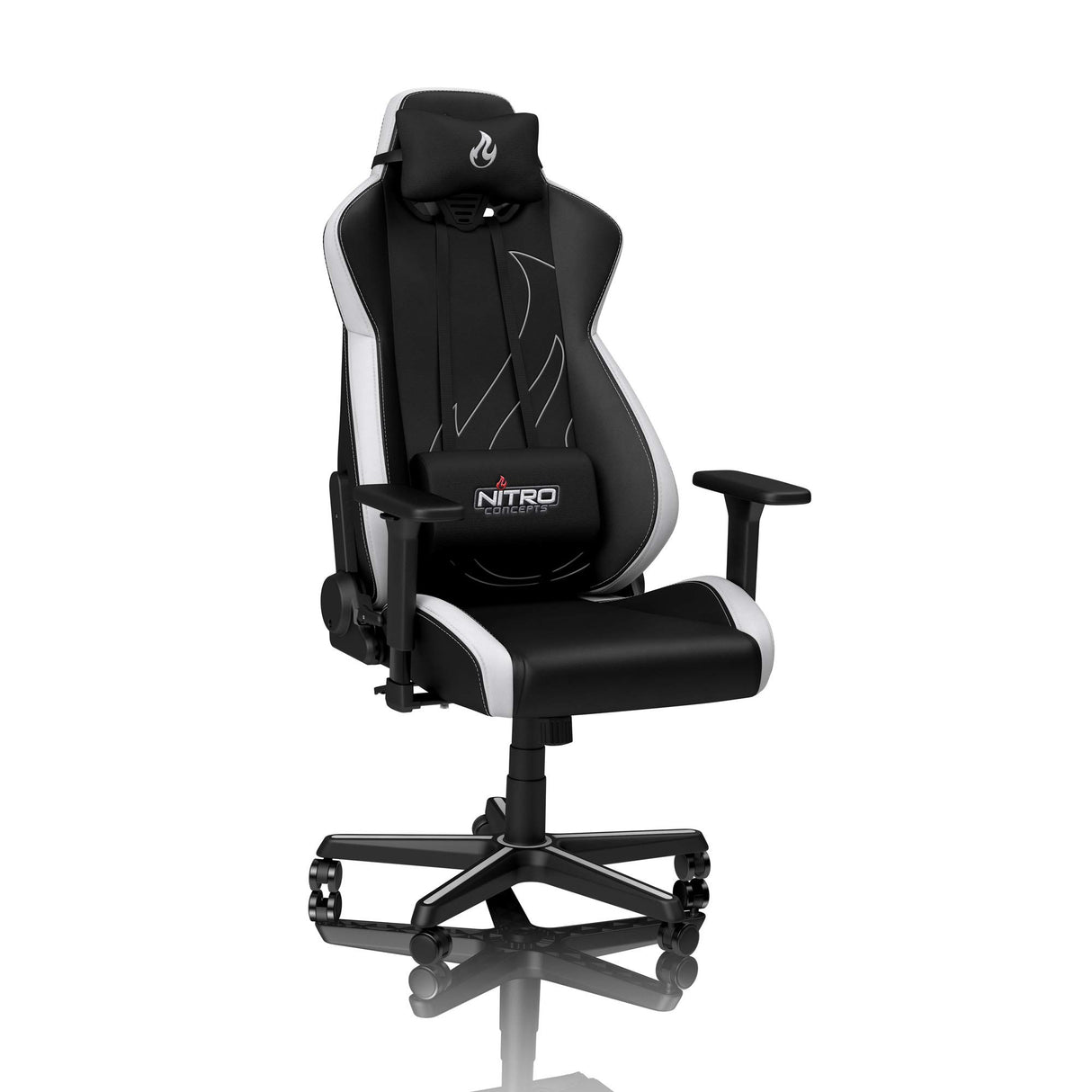 NITRO CONCEPTS Silla, Piel sintética de Poliuretano, Radiant White, 56 x 57 x 140 cm