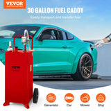 VEVOR Tanque de combustible 30 galones con 2 ruedas bomba de transferencia manual contenedor de combustible diesel de gasolina para automóviles, cortadoras de césped, vehículos, barcos, rojo