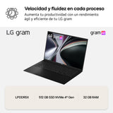 LG gram 16ZD90TL-G.AX85BN - Ordenador Portátil Ultraligero de 16" Intel Core Ultra 7 258V, 32 GB RAM, 512 GB SSD, IPS Antirreflejo, 1239g, 28.5h, FreeOS, Teclado QWERTY Español, Negro Carbón