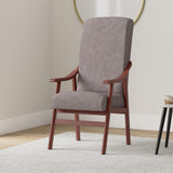 Abuelo a Gusto - Silla Brazos de Madera, Respaldo Recto, Ideal para Personas Mayores, Movilidad Reducida o Dolor Espalda. Usada en residencia y geriátricos. Tamaño: 57x70x114 cm. (Cerezo, Gris)
