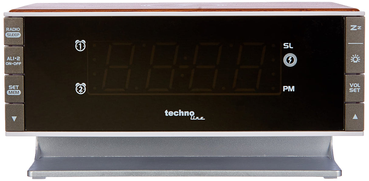 techno line WT487 - Radiodespertador con función de Carga IQ (Carga inalámbrica, función de Carga inductiva)