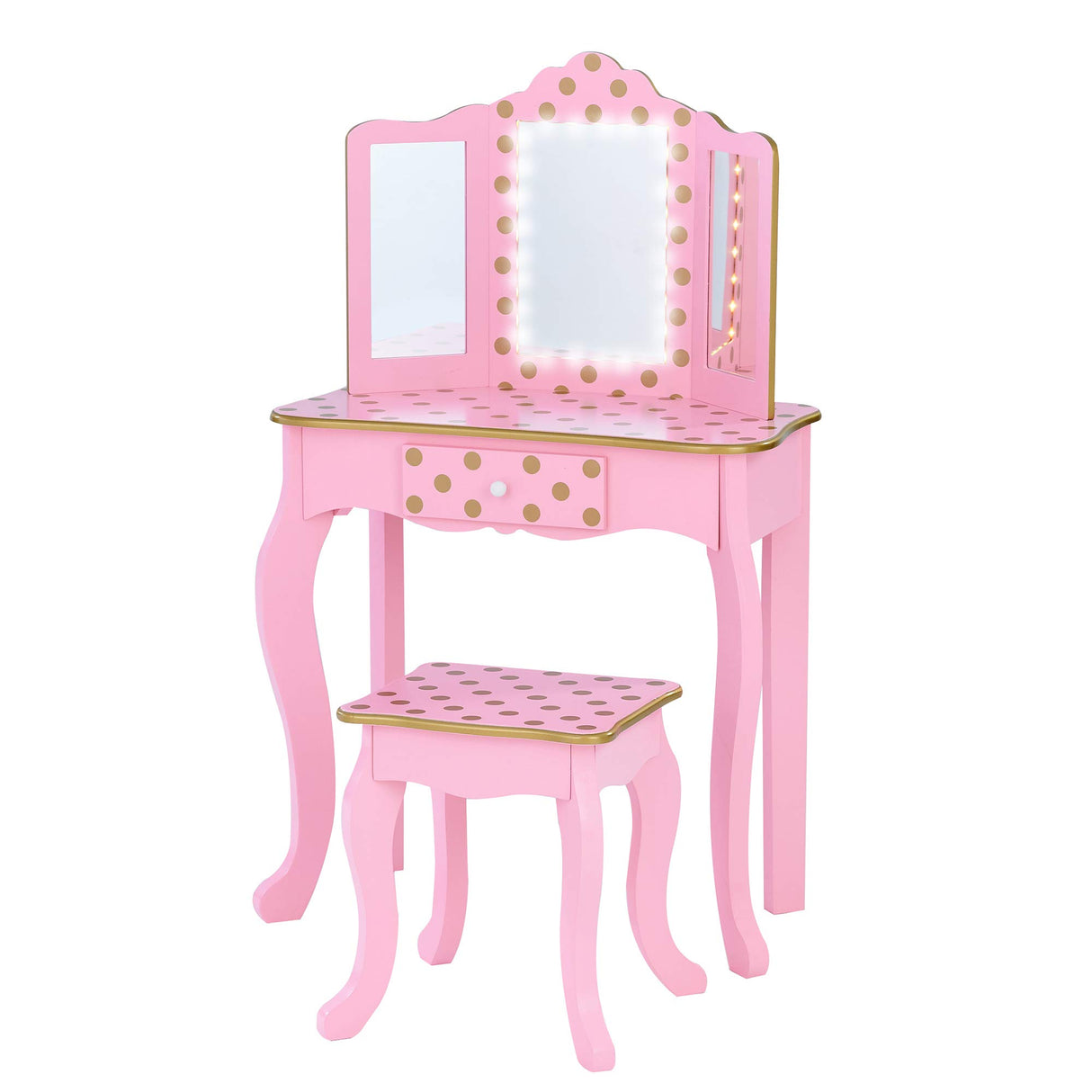 Teamson Kids Imitacion Tocador Espejo Y Luz LED para Niños Rosa/Oro-Rosa TD-11670LL