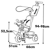 Smoby Triciclo Baby Driver Confort Rosa 3 en 1 Progresivo para Niños a Partir de 10 Meses, con Parasol Anti-UV, Volante con Claxon y Ruedas Silenciosas (7600741504)