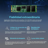 Transcend 2TB MTS830S M.2 2280 SATA III 6 GB/s Disco de Estado Sólido Interno 3D TLC NAND con Caché DRAM TS2TMTS830S