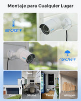 Reolink Kit Cámaras de Seguridad 8CH 5MP H.265, 4 PoE IP Cámaras Exterior Impermeables IP67, Detección de Personas/vehículos, 30M Visión Nocturna, 2TB HDD NVR para Grabación Continua, RLK8-410B4-5MP