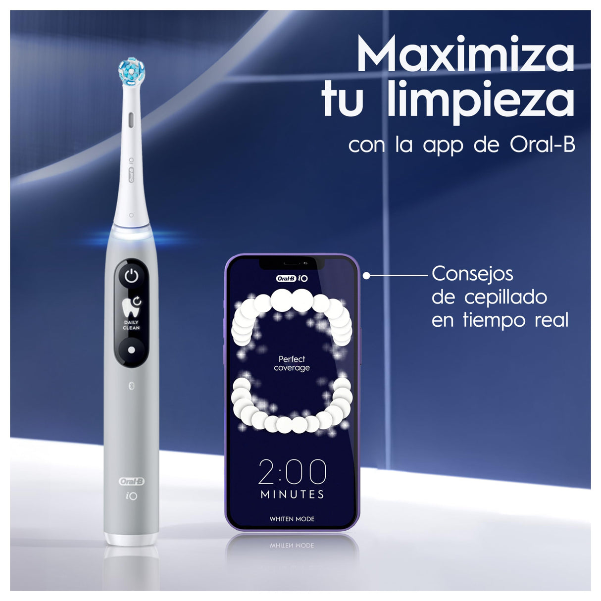 Oral-B iO 6N Cepillo de Dientes Eléctrico con Mango Recargable, 2 Cabezales y Estuche de Viaje, Diseñado por Braun - Gris