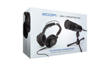 Zoom ZDM-1 Juego de micrófono para podcasts, micrófono dinámico para podcast, ZHO-1, auriculares, trípode TPS-4, esponja, 2 m, cable XLR, para grabación y streaming de podcasts