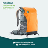 Mochila para cámara Mantona ElementsPro 50 Outdoor. Gris/Naranja
