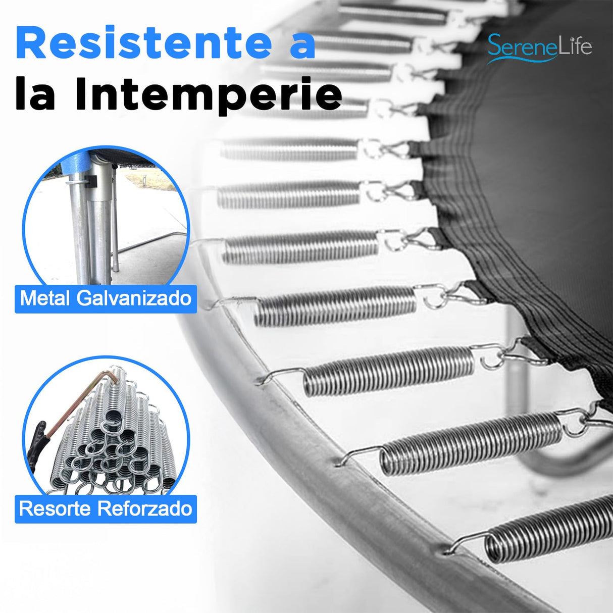 SereneLife trampolin Exterior, Cama Elastica, con Red de Seguridad, Estable, Revestimiento antioxidante
