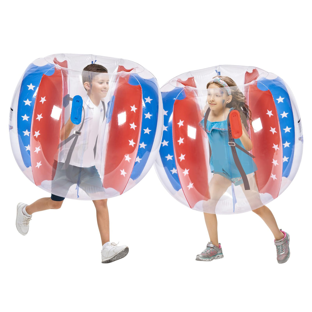VEVOR Burbuja Inflable Diámetro de 1,2 m 2 Piezas Bola De Parachoques de Burbujas de PVC para Hámster Humano Grosor de 0,3 mm para Adolescentes Juegos al Aire Libre de Parachoques, Rojo y Azul