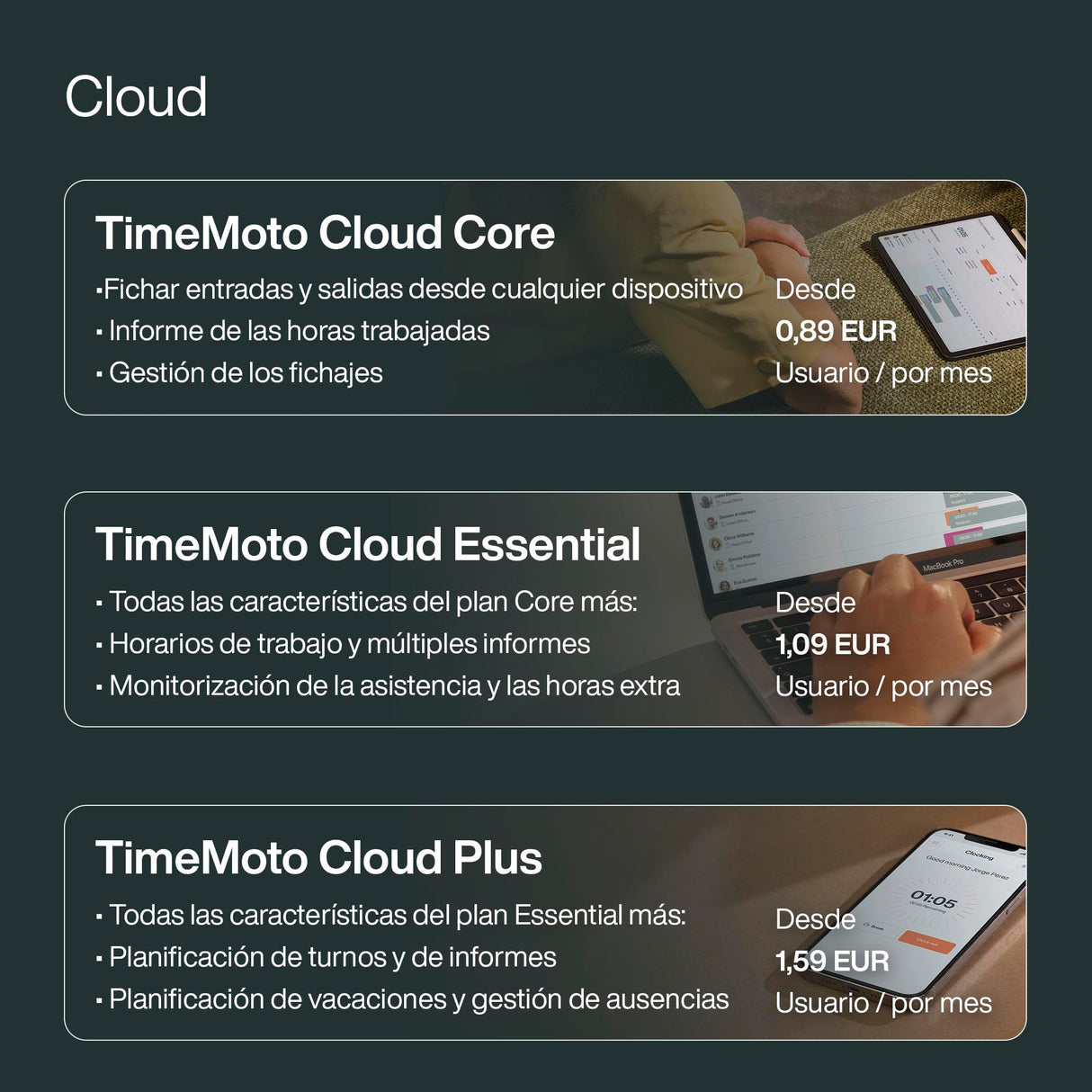 Terminal de fichaje basado en la nube TimeMoto TM-818 SC, se empareja con tarjetas de acceso inteligentes sin contacto, lector de tarjetas RFID/llavero RFID, PIN, hasta 2.000 usuarios, wifi