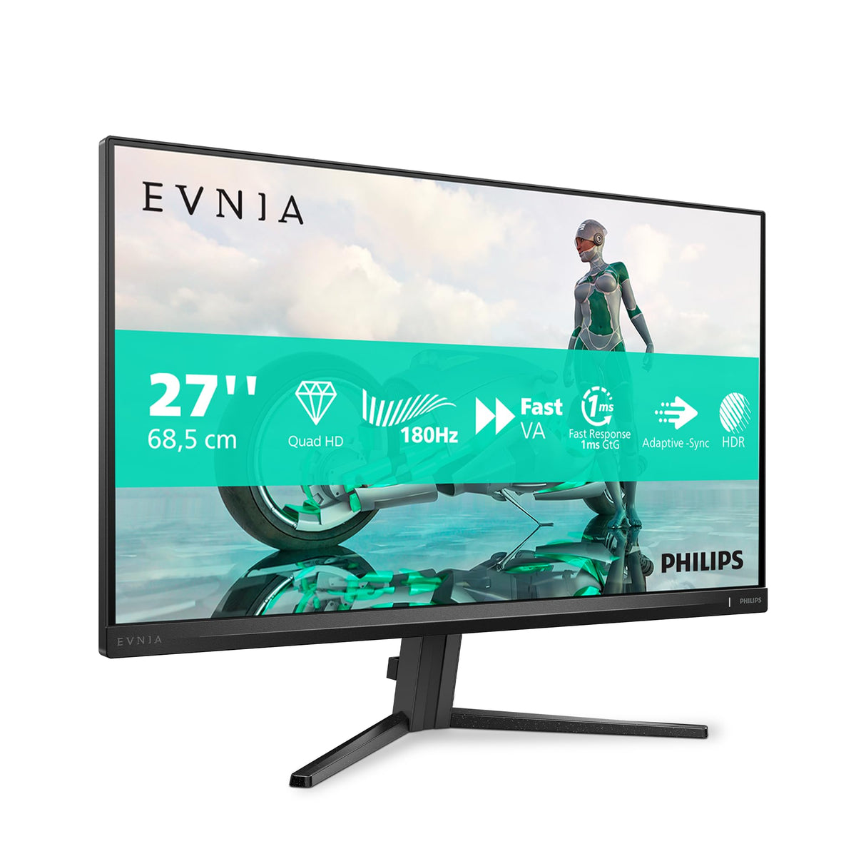 Philips 27M2N3500AM - Monitor Gaming QHD de 27 Pulgadas, 180 Hz, 1ms GtG, FreeSync Prem. (1920x1080, 2X HDMI, DisplayPort) Negro/Gris