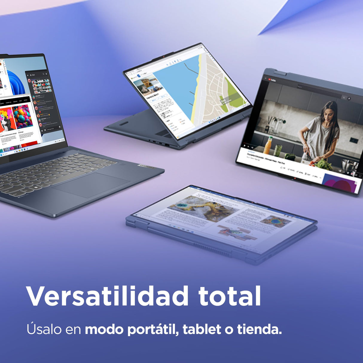 Lenovo IdeaPad 5 2-in-1 Gen 9 – Ordenador Portátil Convertible Táctil 14'' WUXGA (Intel Core i5-13420H, Intel UHD Graphics, 16 GB RAM, 512 TB SSD, Wi-Fi 6, Win 11 Home) Teclado QWERTY Español - Azul