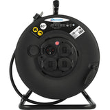 Electraline 20868130D - Cable alargador eléctrico IP44 profesional con bobinador de 40 m, cable de goma H07RN-F 3G2,5 mm², 4 enchufes 16A