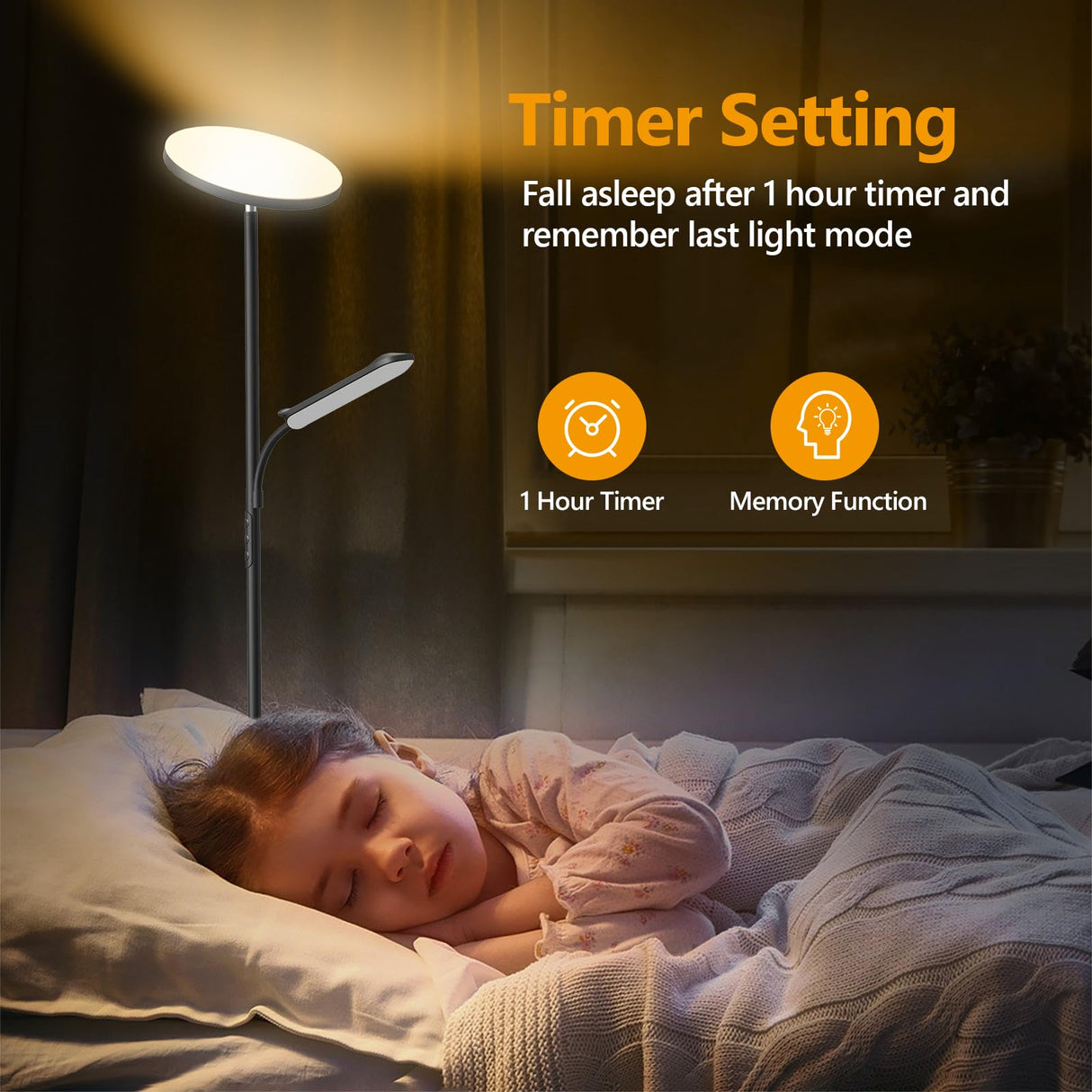 Lámpara de Pie LED Regulable de 42 W, Lamparas de Pie Para Salon Superbrillante de 4000 LM Para Sala de Estar Con Luz de Lectura, Atenuación Continua de 2700K-6500K, Control Remoto y Control Táctil