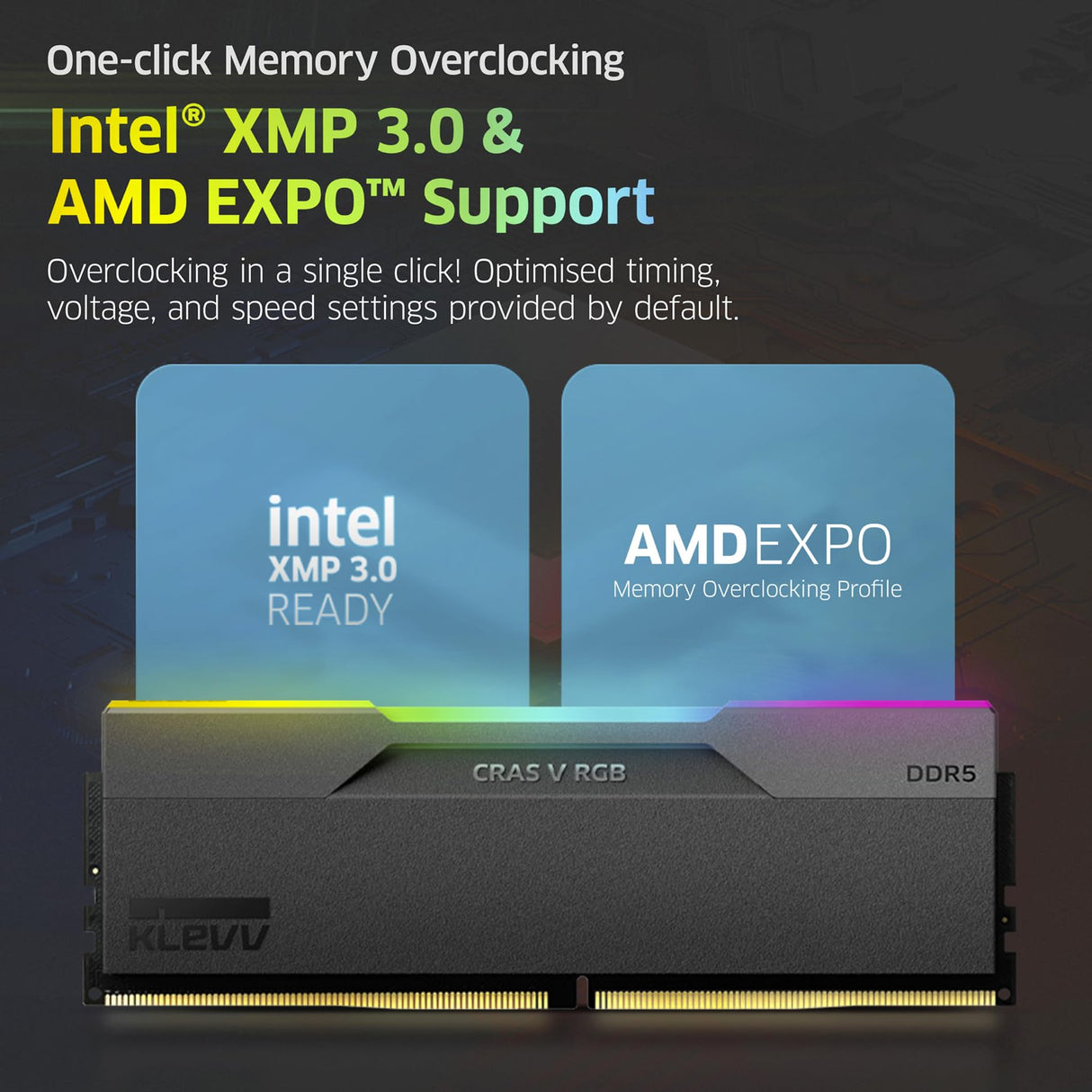 KLEVV CRAS V DDR5 RGB 32GB (2X 16GB) 6000MHz CL30 Kit de Memoria RAM para Gaming XMP 3.0 Alto Rendimiento Overclocking 30-36-36-76