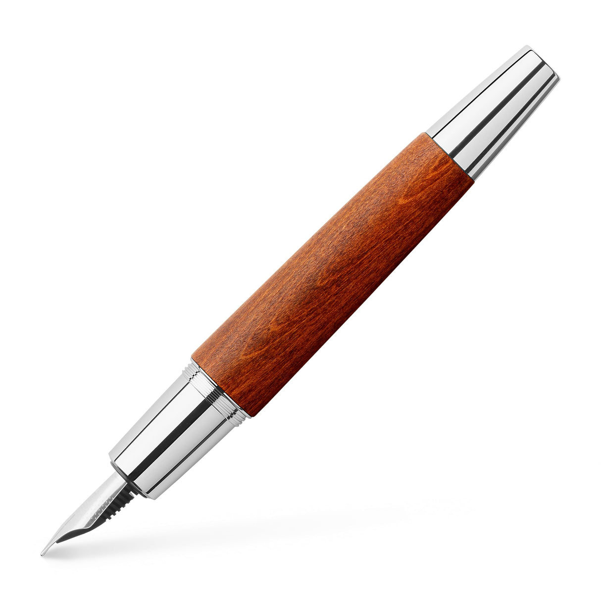 Faber-Castell 148201 - Pluma estilográfica e-motion, con cuerpo en madera de peral, color marrón coñac, plumín de acero inoxidable, trazo F