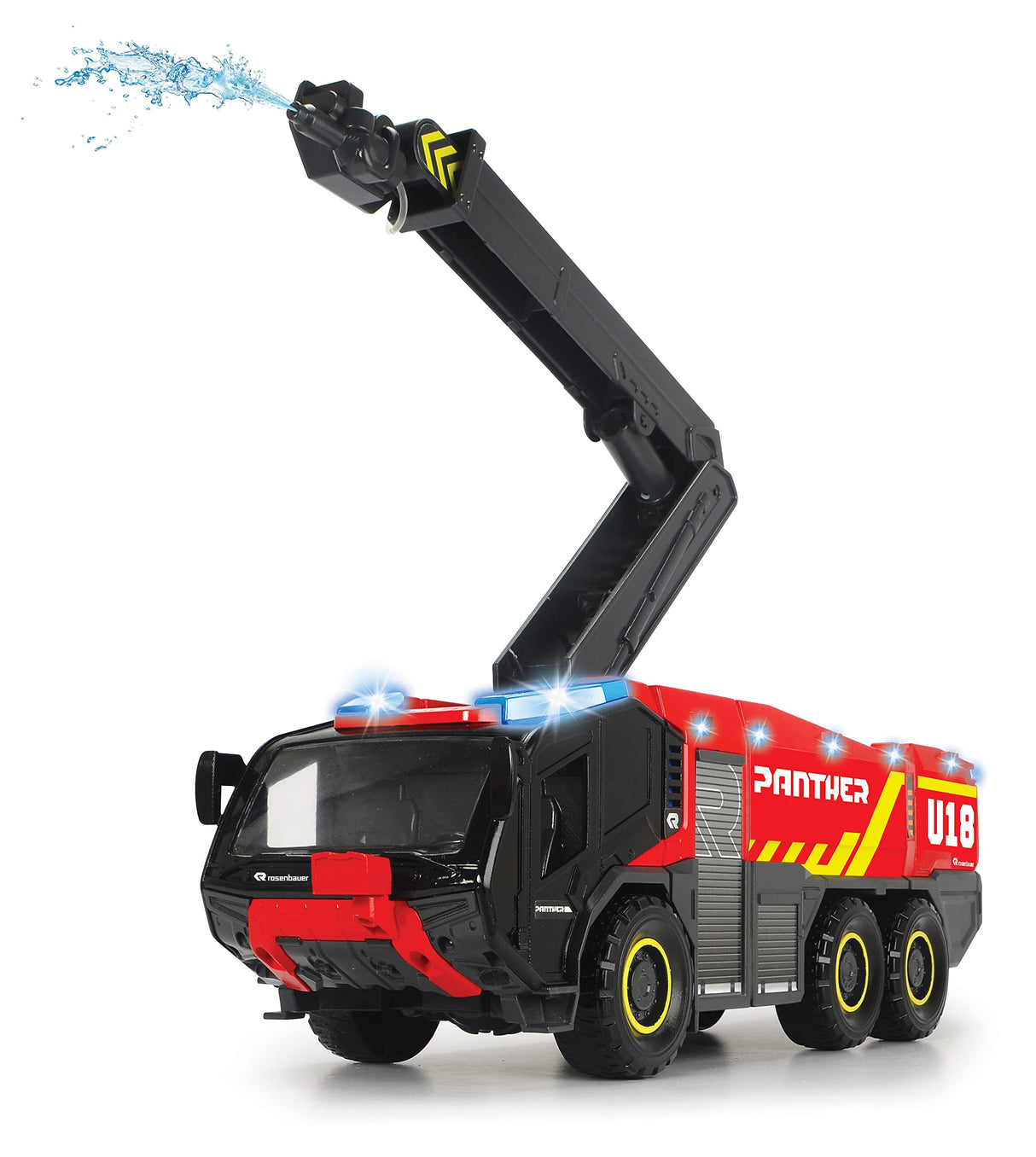 Dickie Toys Coche de bomberos teledirigido con control remoto de 4 canales, Panther 6 x 6, diseño de rosas, camión de bomberos teledirigido, brazo extensible, luz y sonido