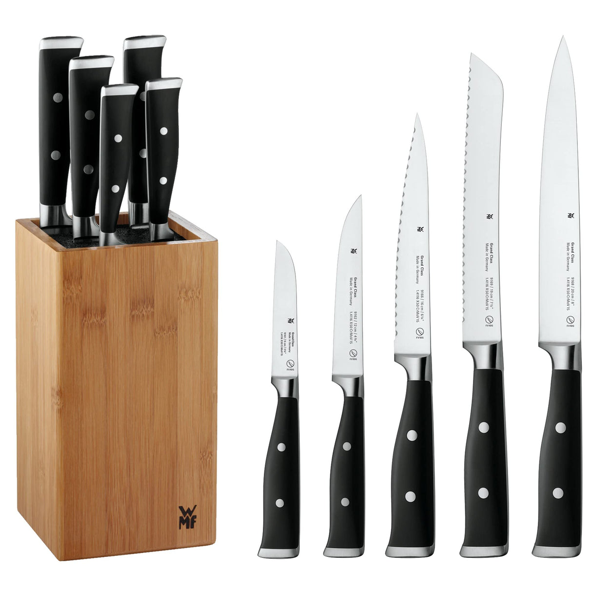 WMF 1891749992 Grand Class Performance Cut - Juego de Cuchillos de Cocina con Bloque Organizador (6 Piezas)