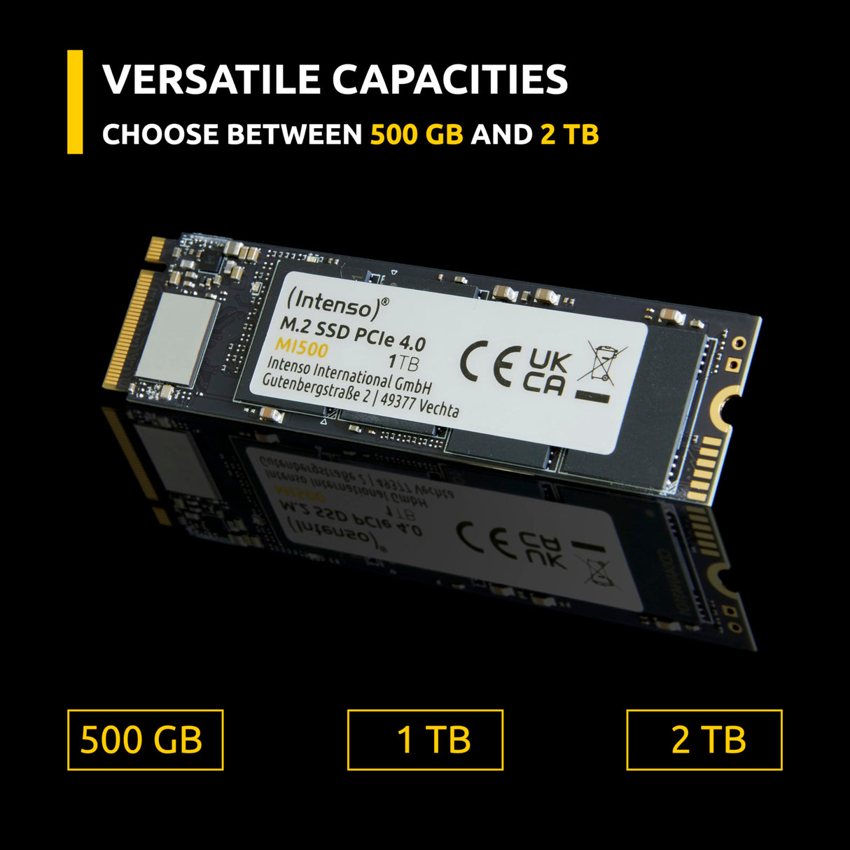 Intenso MI500 2TB NVMe SSD, M.2 SSD Interno, PCIe 4.0 Gen4x4, 5300 MB/s de Lectura, 4500 MB/s de Escritura, Unidad de Estado sólido, 2 TB