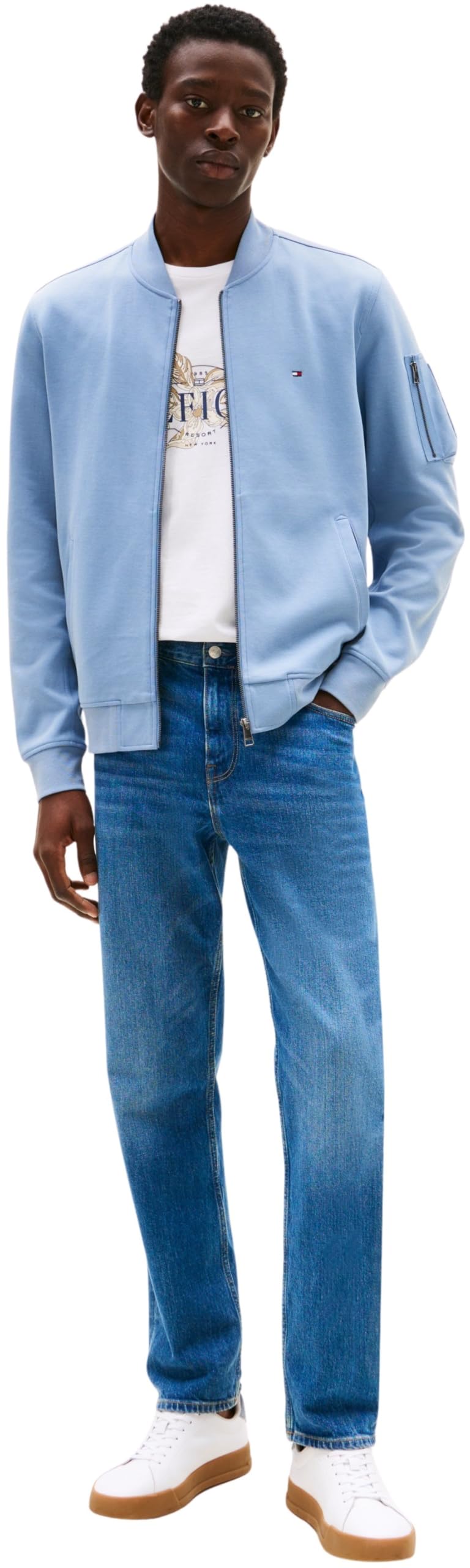 Tommy Hilfiger Cazadora bomber Hombre Essential con cremallera, Azul (Brisk Blue), L