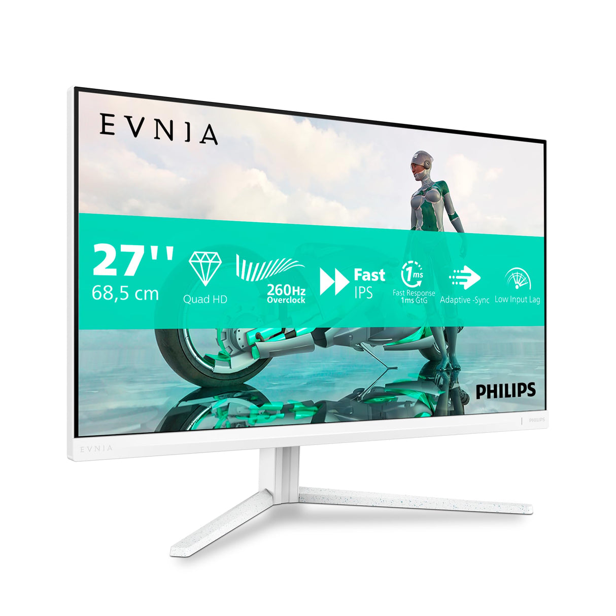 Philips Monitor 27M2N3501PA QHD de 27 Pulgadas, 260 Hz, IPS rápido, 0.3 ms MPRT, Adaptive Sync., HDR400, Ajuste de Altura (2560 x 1440, HDMI 2 x 2.0, DP 1 x 1.4), Color Negro