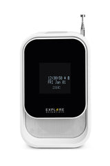 Explore Scientific BCR2001 - Radio Despertador con función Dab+, Bluetooth, Toma USB, batería Recargable, Color Blanco