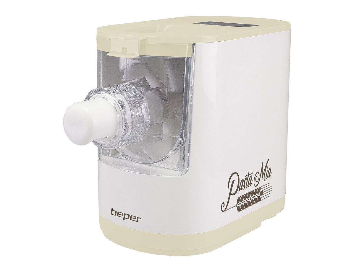 BEPER P102SBA500 Máquina Automática para Pasta Fresca, Pasta maker,200W, 320 g de Harina, 8 Trefiladores diferentes formatos, Pantalla para el funcionamiento, Incluye Medidor y Espátula