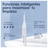 Oral-B iO 4N Cepillo de Dientes Eléctrico con 1 Cabezal y 1 Estuche de Viaje, Diseñado por Braun, Regalos Orginales - Blanco