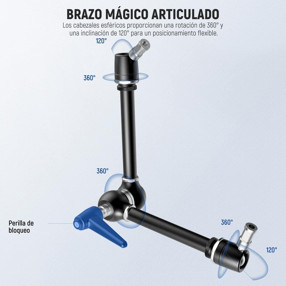 NEEWER 21" Brazo Mágico Montaje Cámara con Super Clamp,Soporte Escritorio Superior con 360° Cabezal Bola Dual,Adaptador Perno 1/4" 3/8" 5/8" para PA073 PA074 Phone Cage Rig DSLR Cámara Monitor, UA018
