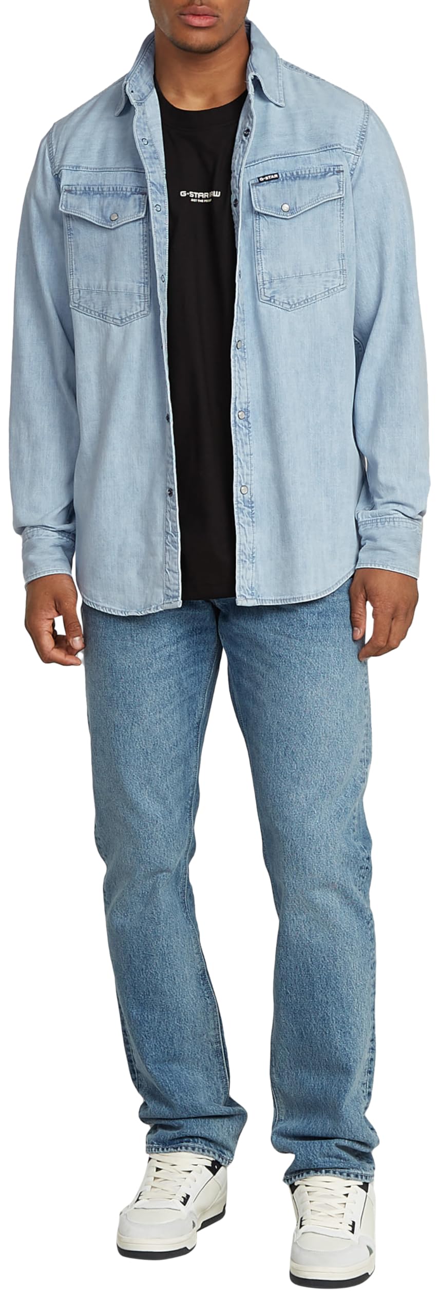 G-STAR Para Hombre Camisa Dakota Slim, Azul (Sun Faded Blue Mist D23616-D252-G342), L