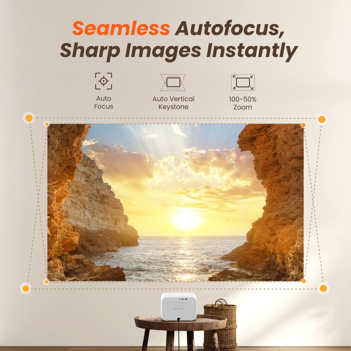 YABER Proyector Portátil 4K Full HD 1080P Nativo con Sonido JBL & Enfoque Automático 1s, WiFi 6 Bluetooth, para Cine en Casa/Exterior Compatible con Móvil/iOS/Android/TV Stick/PS5/HDMI