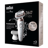 Braun Silk-épil 9 Flex Depiladora Mujer Depiladora Eléctrica Mujer con Cabezal Flexible 360° Para Depilación Simple, Wet & Dry, Piel Lisa Larga Dura, 9-030 3D, Blanco/Rosa