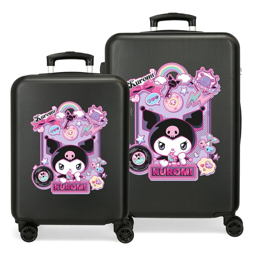 Sanrio Kuromi Wonder Fest Juego de Maletas Negro 55/65 cms Rígido 7,54 kgs Cierre de combinación Lateral ABS 7,54 kgs 89LExtensible Equipaje de Mano