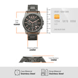 Armani Exchange Reloj para hombre, movimiento cronógrafo de cuarzo y caja de 45 mm con correa de acero inoxidable, Gris