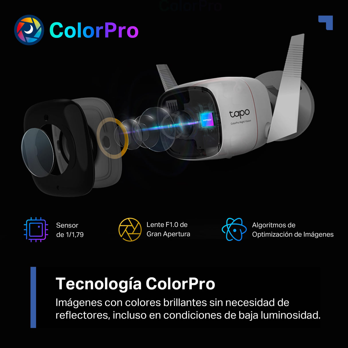 Tapo C325WB – Colorpro, 2K QHD, visión Nocturna con Colores Vivos, Resistente a la Intemperie, Audio bidireccional, detección de Movimiento, Compatible con Tarjeta SD de hasta 512GB, Control Remoto